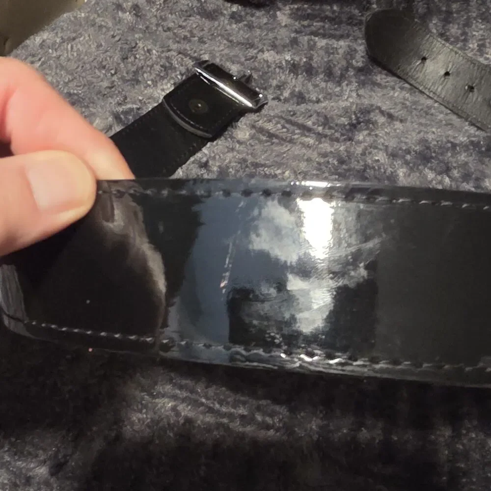 Boston Leather Patton Leather Belt 44 Black Heavy Duty Silver Buckle 1 5/8